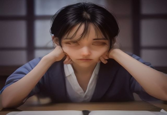 书桌上摆放着日语词典和社会学研究报告，旁边是一杯咖啡，象征对援助交配这一日本社会词汇进行严肃学术研究的场景